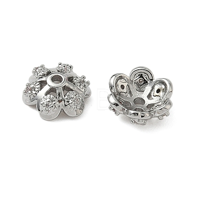 Brass Micro Pave Clear Cubic Zirconia Bead Caps KK-S350-10P-1