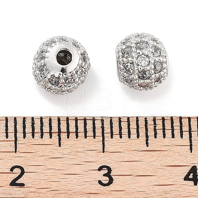 Brass Micro Pave Clear Cubic Zirconia Beads KK-P271-19P-1