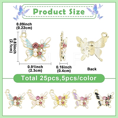 25Pcs 5 Colors Alloy Enamel Pendants ENAM-YW0008-73-1