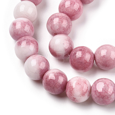 Opaque Crackle Glass Round Beads Strands GLAA-T031-10mm-01I-1