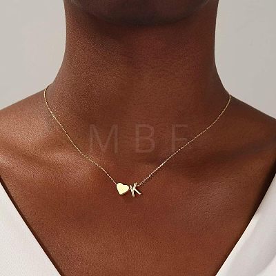 Simple Style Adjustable 316L Surgical Stainless Steel Heart and Initial Pendant Necklaces for Women WG95AEF-11-1