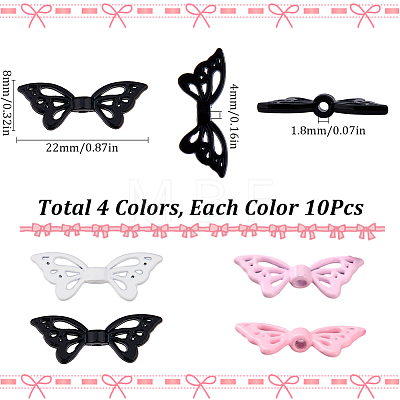 40Pcs 4 Colors Baking Paint Opaque Alloy Beads FIND-SC0011-78-1