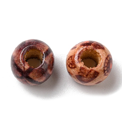 100Pcs Printed Wooden Dyed Beads WOOD-P019-01A-1