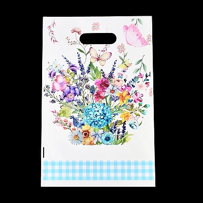 50Pcs Flower & Butterfly Theme OPP Plastic Packaging Bags ABAG-F011-06-1