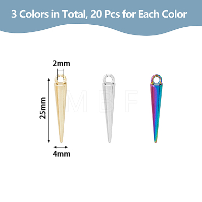 60Pcs 3 Colors Alloy Pendants PALLOY-DC0001-01-NR-1