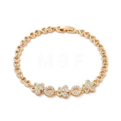 Brass Micro Pave Cubic Zirconia Chain Bracelets KK-R217-44G-1