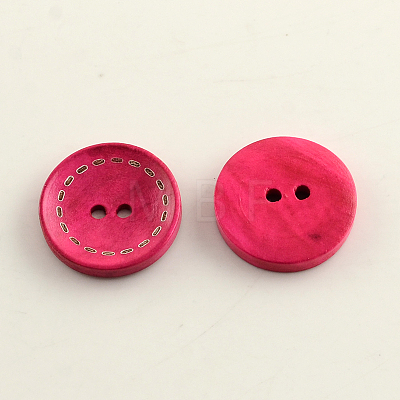 2-Hole Dyed Wooden Buttons BUTT-R031-038-1