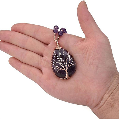 Natural Amethyst Pendants Necklace PW-WG5ED2F-01-1