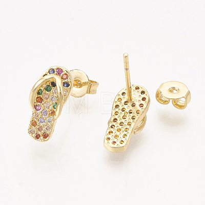 Brass Cubic Zirconia Stud Earrings EJEW-S201-160-1