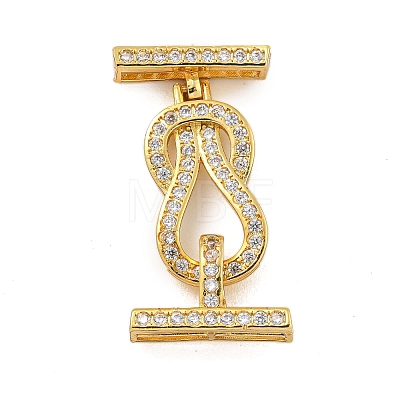 Rack Plating Brass Micro Pave Clear Cubic Zirconia Hook Clasps KK-F876-15G-1