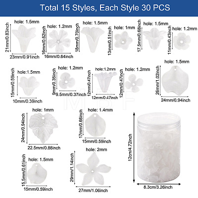 Craftdady 450Pcs 15 Styles Transparent Acrylic Pendants & Bead Caps & Beads FACR-CD0001-01-1