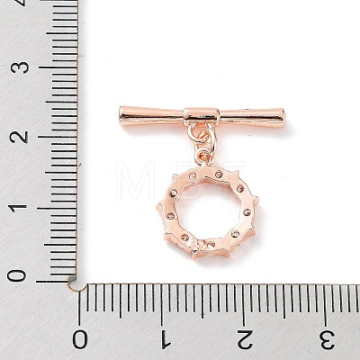 Rack Plating Brass Micro Pave Clear Cubic Zirconia Toggle Clasps KK-P247-13RG-1