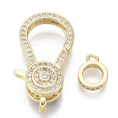 Brass Micro Pave Clear Cubic Zirconia Lobster Claw Clasps ZIRC-S066-025-NF-1