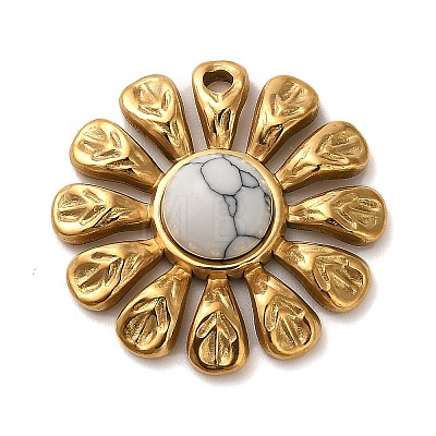 Natural Howlite Flower Pendants STAS-R009-05G-07-1