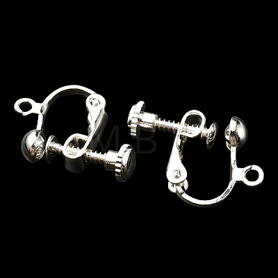 Rack Plated Brass Screw Clip-on Earring Findings KK-YW0001-10S-1