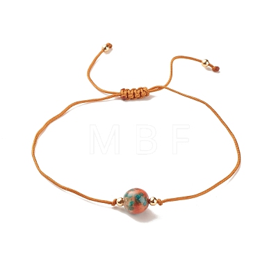 Round Gemstone Braided Bead Bracelet BJEW-JB07966-1