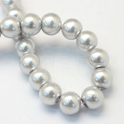 Baking Painted Pearlized Glass Pearl Round Bead Strands HY-Q330-8mm-62-1
