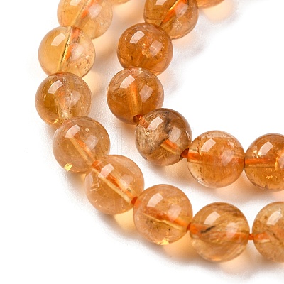 Round Natural Citrine Beads Strands G-K068-12A-6mm-1