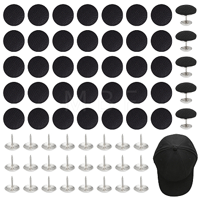 48Sets Flat Round Polyester Covered Aluminum Buttons DIY-NB0016-27-1