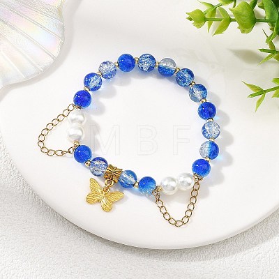 Alloy Butterfly Charm Bracelets BJEW-JB14139-02-1