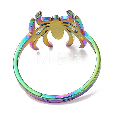 Ion Plating(IP) 304 Stainless Steel Spider Adjustable Ring for Women RJEW-M149-06RC-1