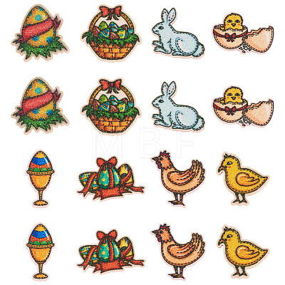 40Pcs 8 Styles Easter Polyester Cloth Sew On Ornament Accessories PATC-TA0001-62-1