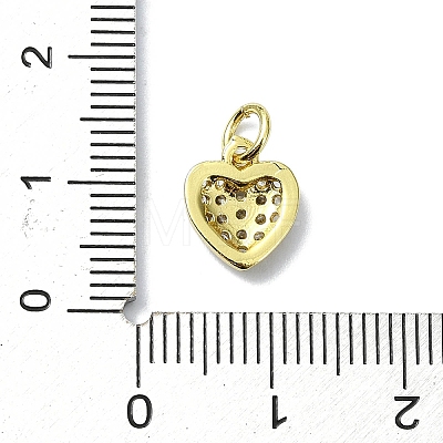 Heart Theme Brass Micro Pave Cubic Zirconia Charms KK-H475-56G-05-1