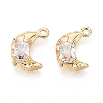 Brass Micro Pave Cubic Zirconia Pendants KK-T071-42G-1