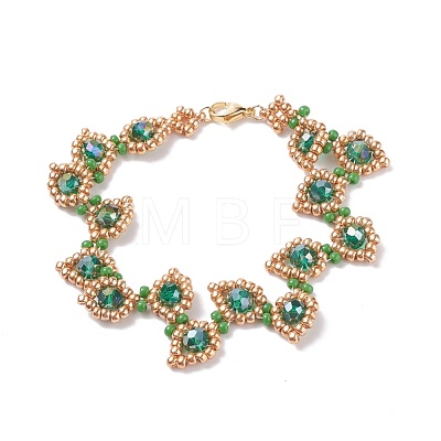 5Pcs 5 Color Leaf Glass Seed Beaded Bracelets Set BJEW-JB07915-1
