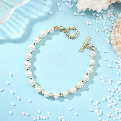 Natural Cultured Freshwater Pearl & Electroplate Non-magnetic Synthetic Hematite Beaded Bracelets for Women BJEW-JB14070-1