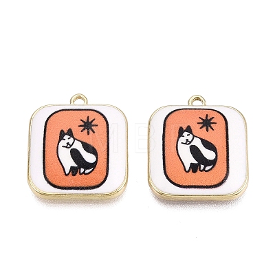 Printed Alloy Enamel Pendants ENAM-N072-01KCG-03-1