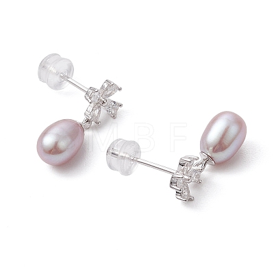 Natural Pearl Ear Studs EJEW-P286-09P-1