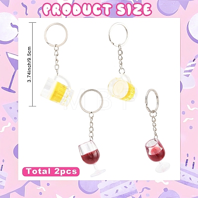 2Pcs 2 Colors Transparent Resin Drink Keychains KEYC-YW00240-1