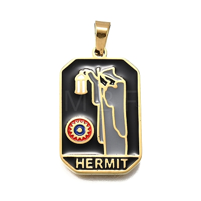 Tarot 304 Stainless Steel Enamel Pendants STAS-M119-09B-G-1