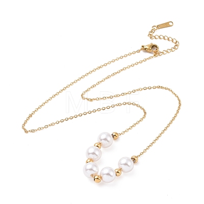 Plastic Imitation Pearl Pendant Necklace NJEW-A004-15G-1