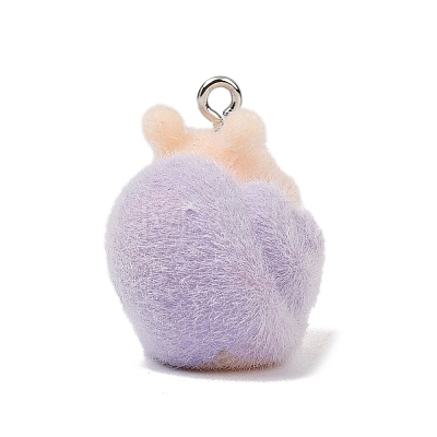 Animal Theme Flocky Opaque Resin Pendants RESI-H042-01P-14-1