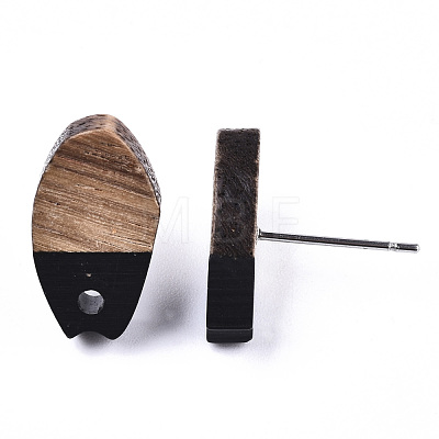 Resin & Walnut Wood Stud Earring Findings MAK-N032-010A-1