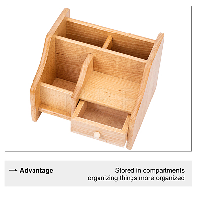 Beech Wood Cosmetic Drawer Storage Organizer Box OBOX-WH0004-13-1
