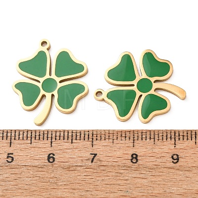 304 Stainless Steel with Green Enamel Pendants SA-CBA061A-04G-1
