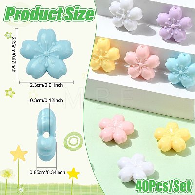 40Pcs 5 Colors Opaque Acrylic Beads OACR-FS0002-85-1