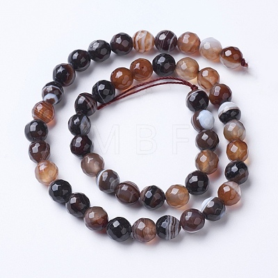 Natural Striped Agate/Banded Agate Beads Strands G-G753-05-8mm-1