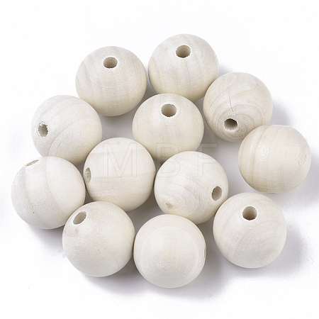 Natural Unfinished Wood Beads WOOD-S651-A25mm-LF-1