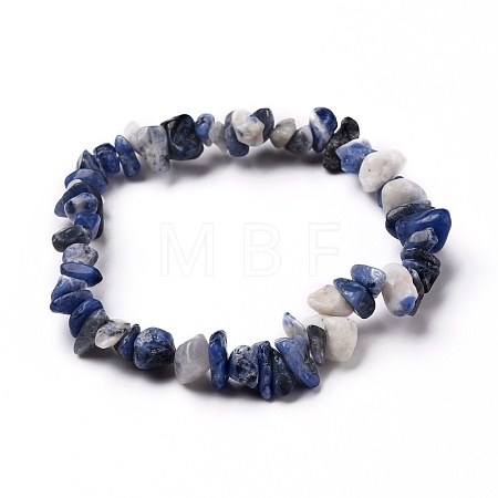 Natural Sodalite Chip Beads Stretch Bracelets BJEW-JB05765-03-1