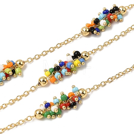 Handmade Glass Seed Beaded Cluster Chains CHC-K017-06G-1
