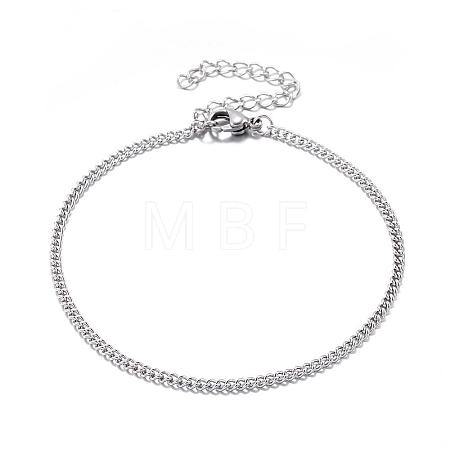 Tarnish Resistant 304 Stainless Steel Curb Chain Bracelets STAS-G116-01P-1