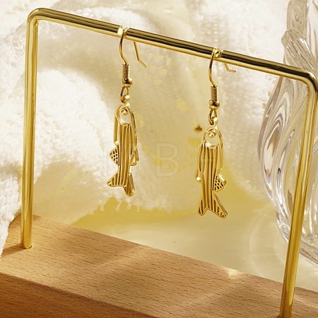 304 Stainless Steel Fish Dangle Earrings for Women CE4606-1-1