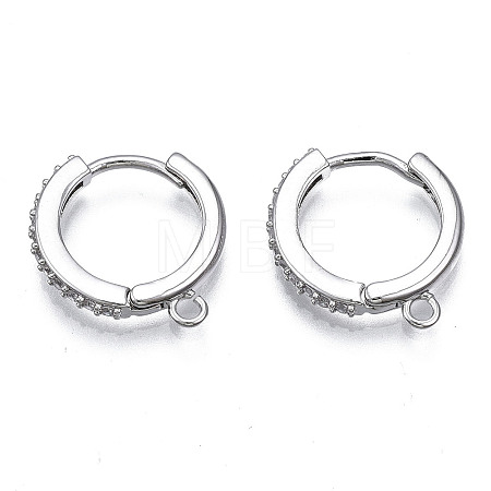 Brass Micro Pave Cubic Zirconia Huggie Hoop Earring Findings X-KK-T063-013P-NF-1