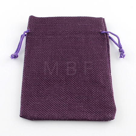 Polyester Imitation Burlap Packing Pouches Drawstring Bags X-ABAG-R005-18x13-10-1