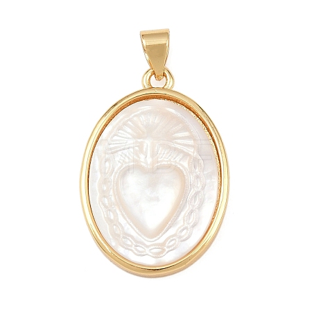 Natural White Shell Oval Pendants KK-F919-43B-G02-1