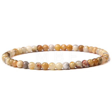 4mm Round Natural Crazy Agate Beads Bracelet for Men LS-KG3069-14-1